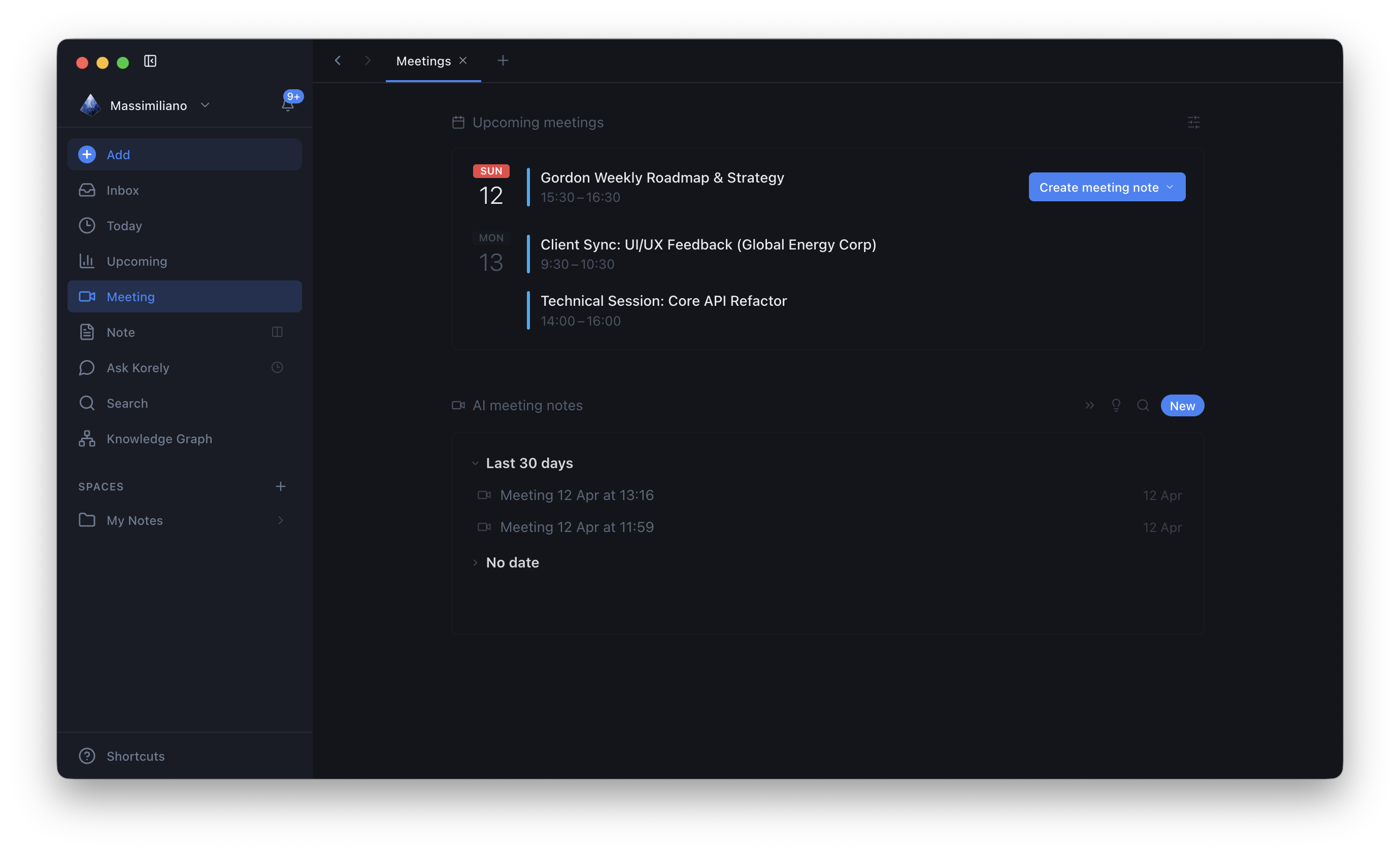 Korely app screenshot